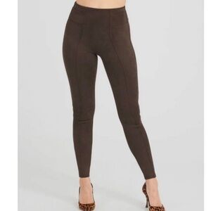SPANX Chocolate brown suede High-Waisted Leggings